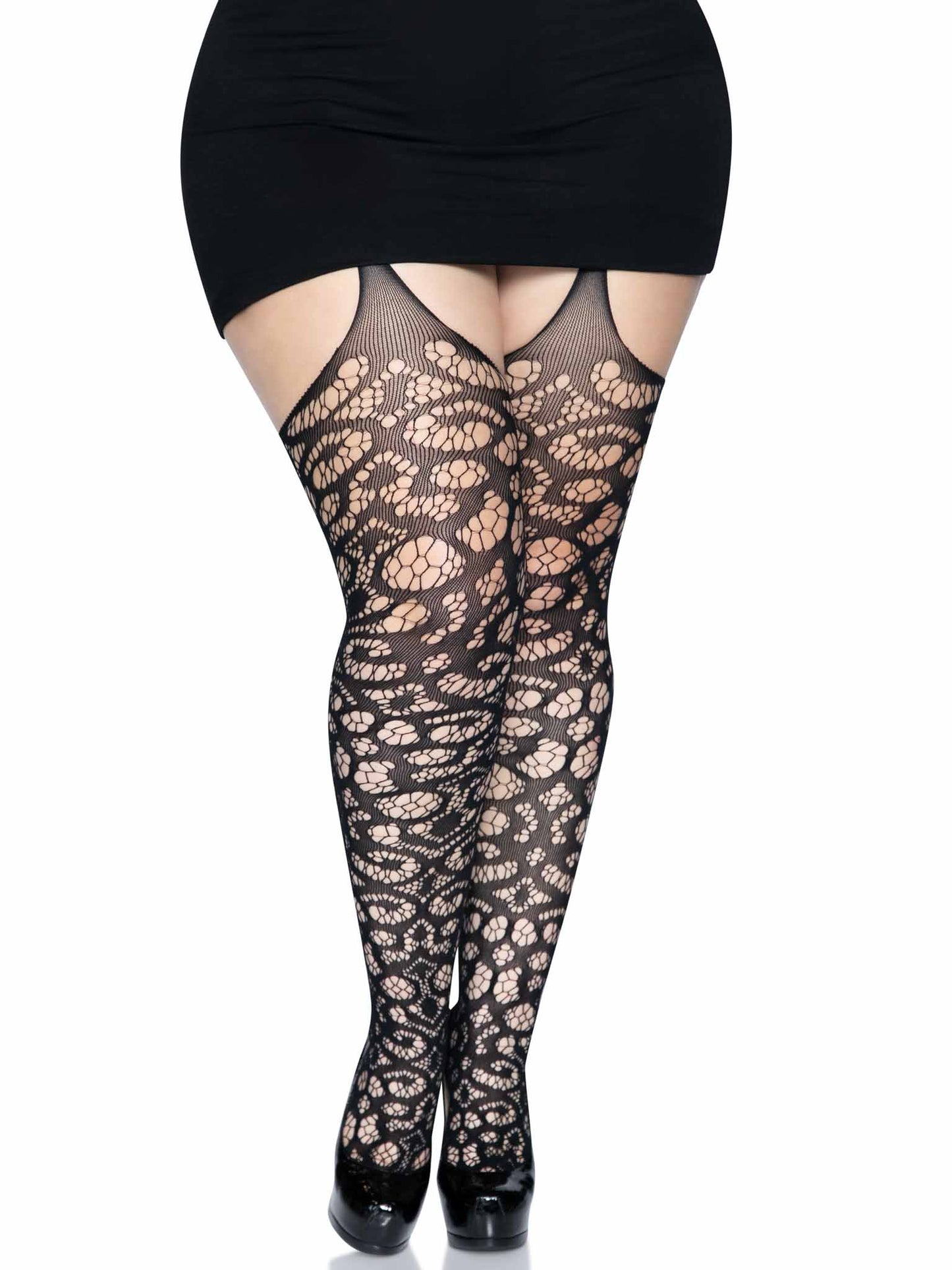 Scroll lace stockings with att
