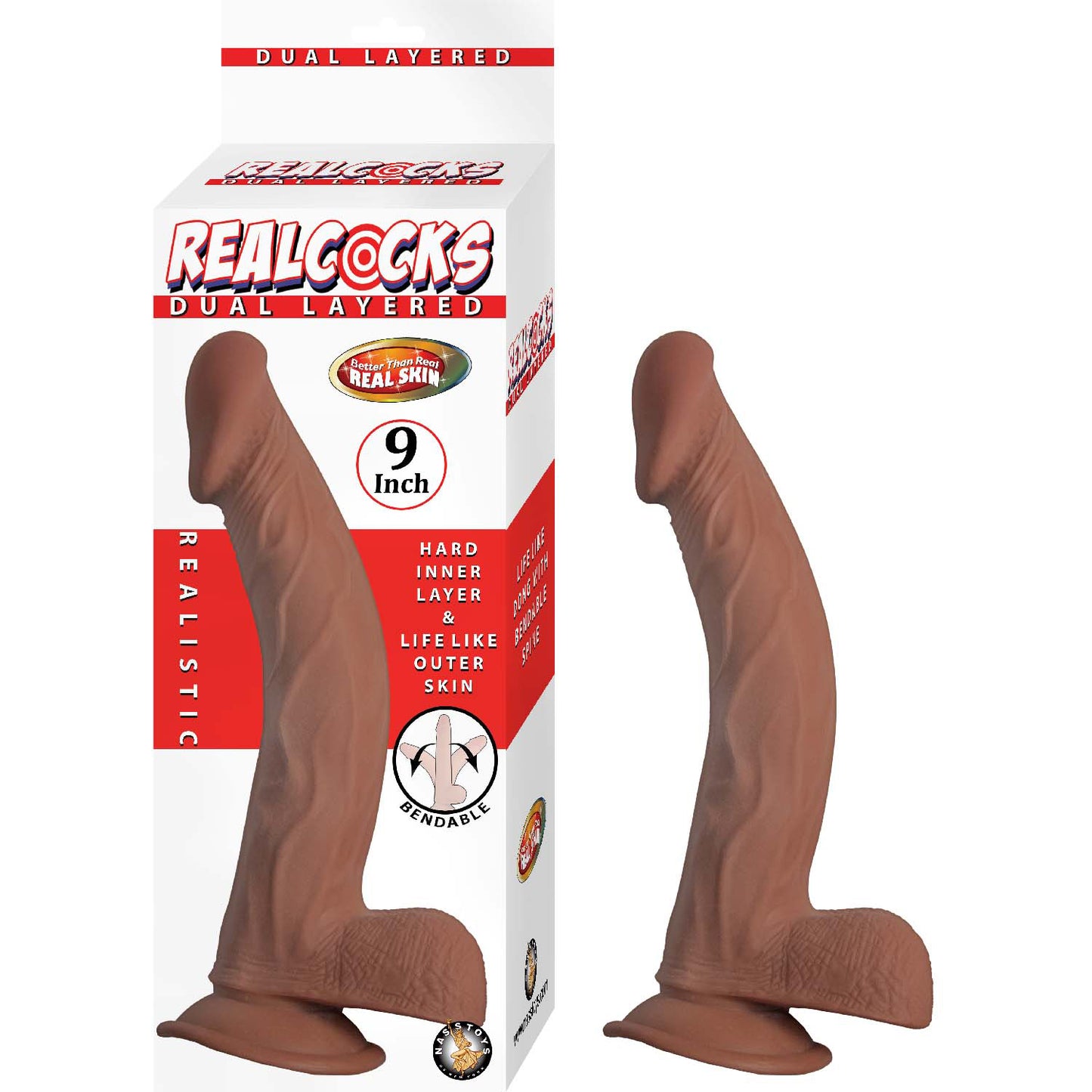 🔍 REALCOCKS DUAL LAYERED 9″-BROWN – #3092-2