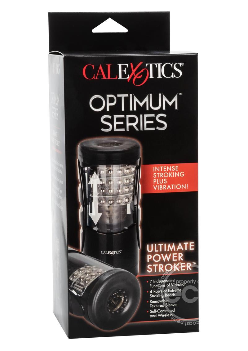 Optimum Power Ultimate Power Stroker Beaded Vibrating Masturbator - Black