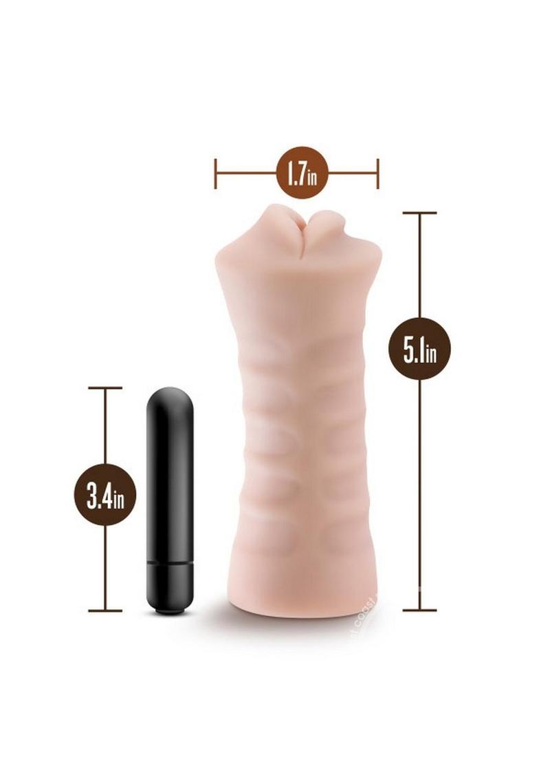 M for Men Angie Vibrating Masturbator with Bullet - Mouth - Vanilla