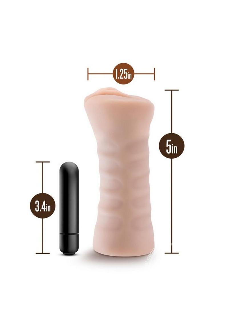 M for Men Rain Vibrating Masturbator with Bullet - Pussy - Vanilla