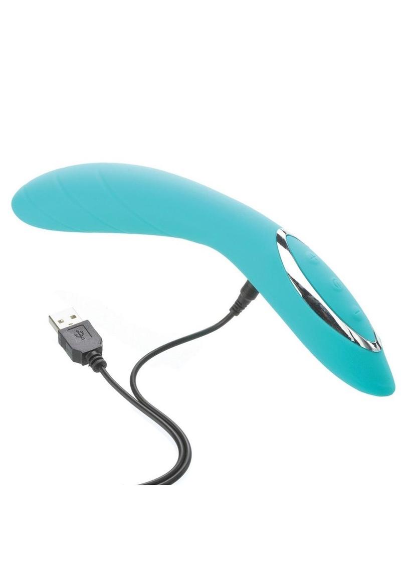 Adam & Eve The G-Gasm Curve Rechargeable Silicone Vibrator - Aqua