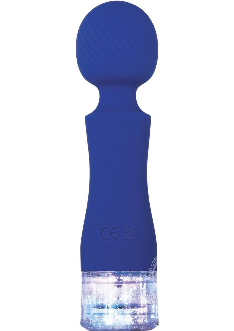 Dazzle Rechargeable Silicone Wand Massager with Glitter Handle - Blue
