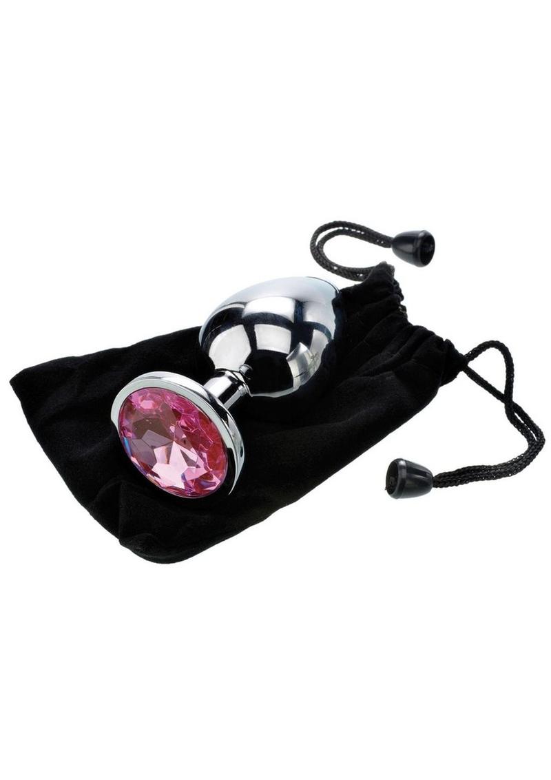 Adam & Eve Pink Gem Aluminum Anal Plug - Medium - Pink