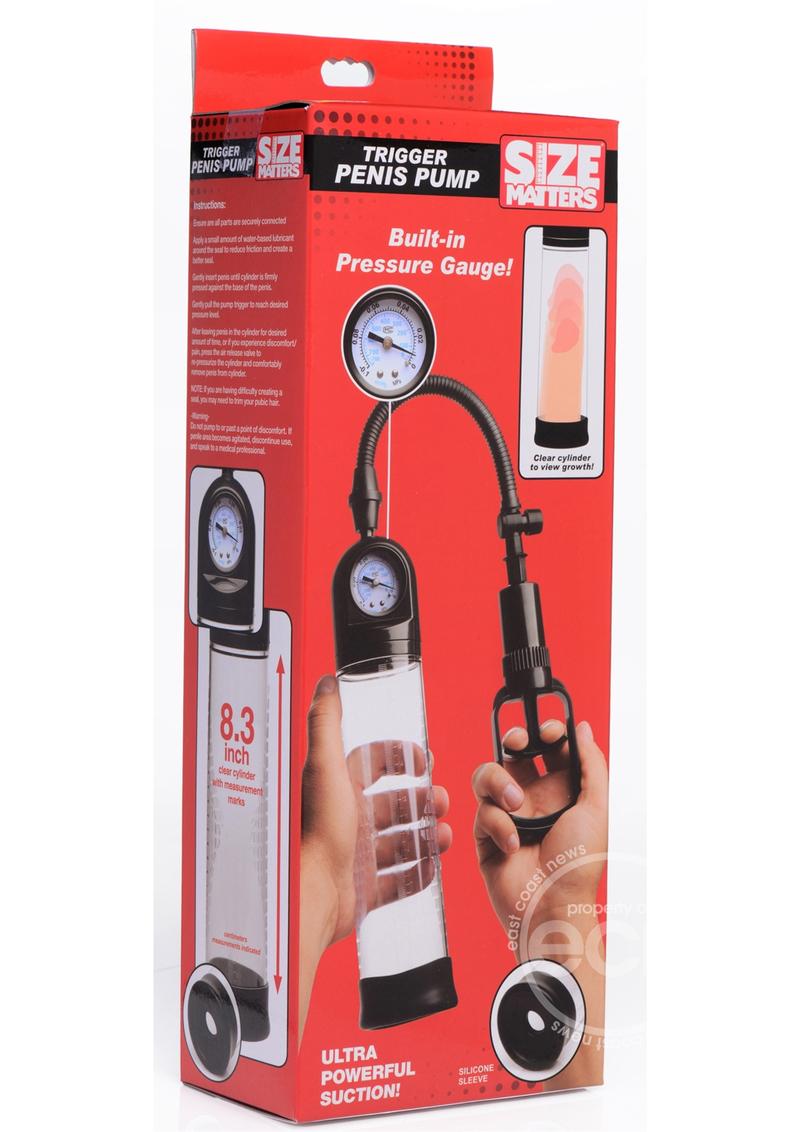 Size Matters Trigger Penis Pump with Built-in Pressure Gauge