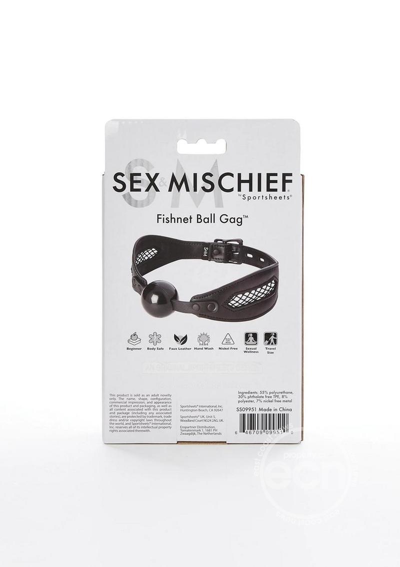 Sex & Mischief Fishnet Ball Gag - Black