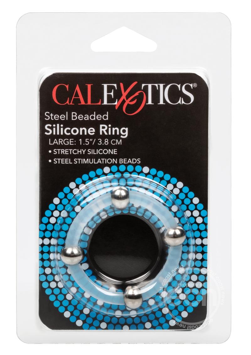 Steel Beaded Silicone Penis Ring Clear