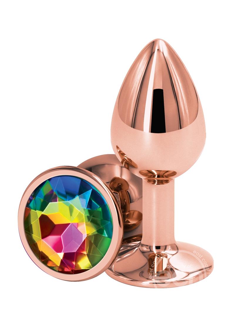 Rear Assets Rose Gold Anal Plug - Small - Rainbow