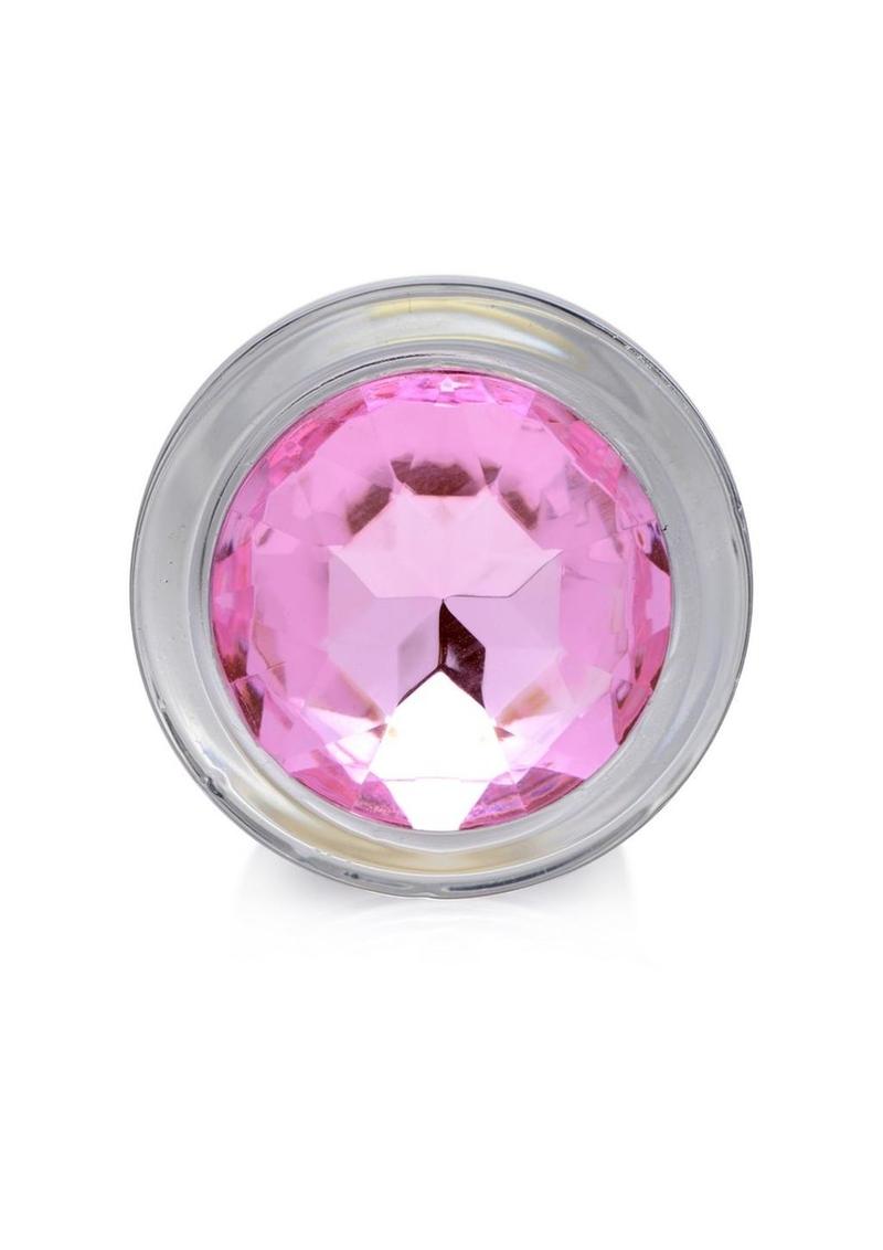 Booty Sparks Pink Gem Glass Anal Plug - Small - Pink