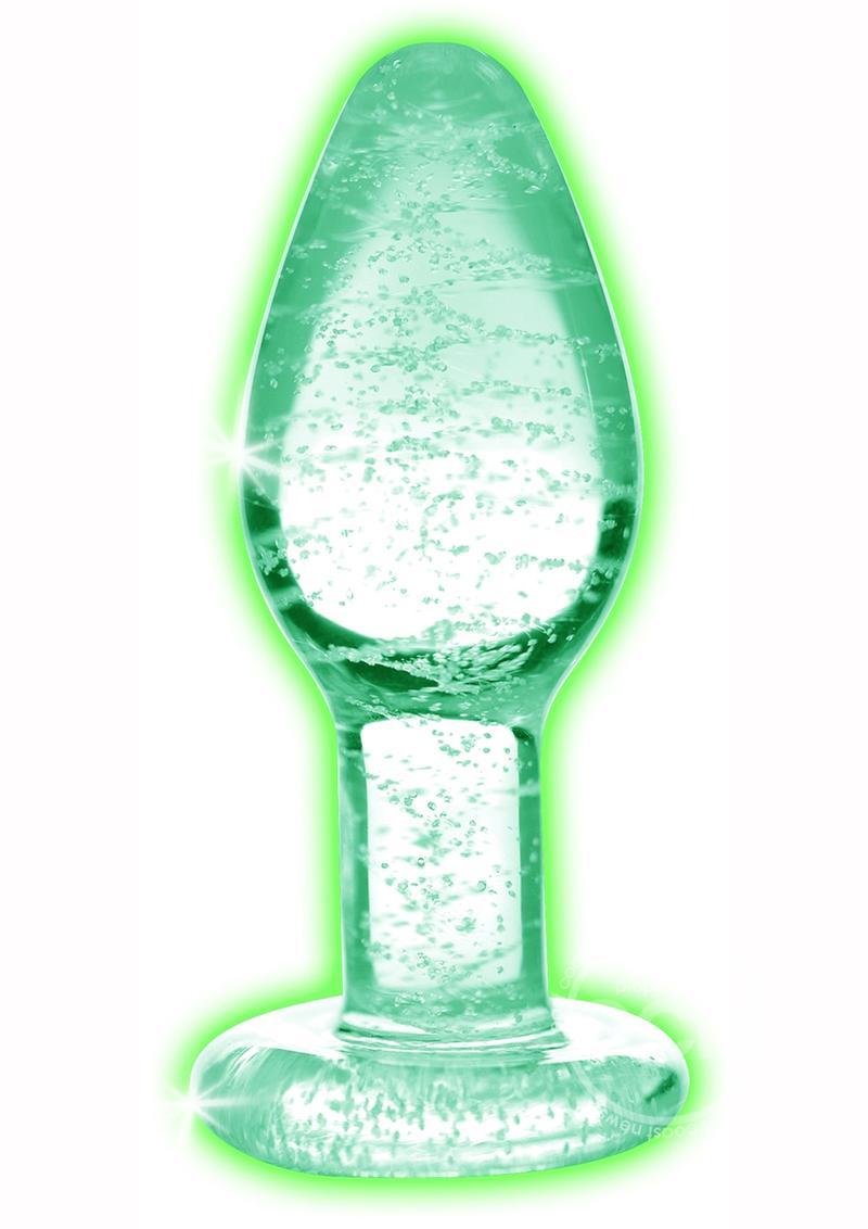 Booty Sparks Glow In The Dark Glass Anal Plug - Small - Clear