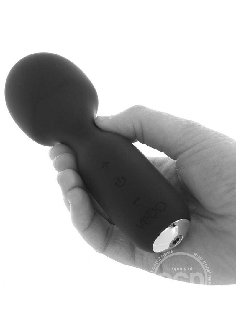 Wini Silicone Rechargeable Mini Wand Massager - Just Black