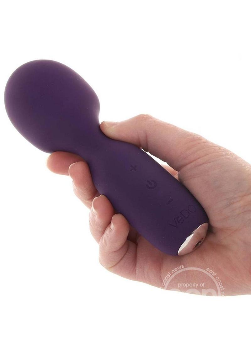 Wini Silicone Rechargeable Mini Wand Massager - Deep Purple