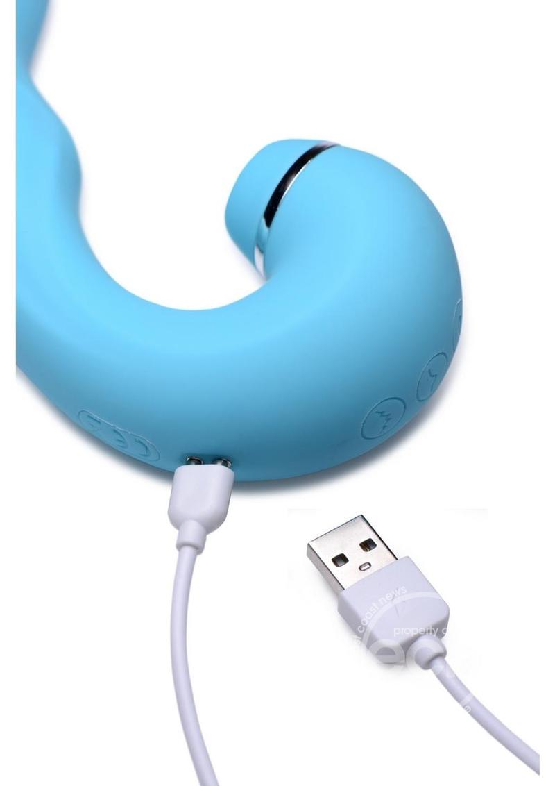 Inmi Shegasm 5 Star Tapping Silicone Rechargeable G-Spot Vibrator with Suction - Teal