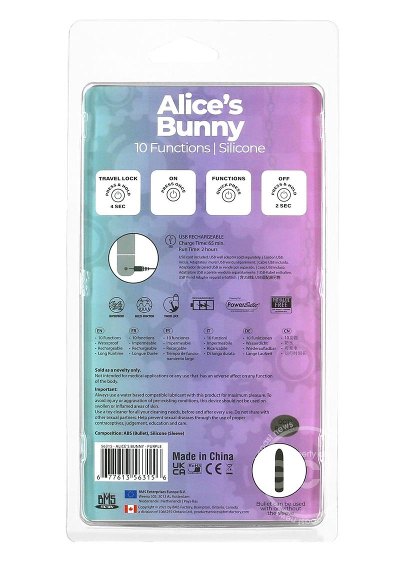 PowerBullet Alice's Bunny Silicone Rechargeable Rabbit - Purple