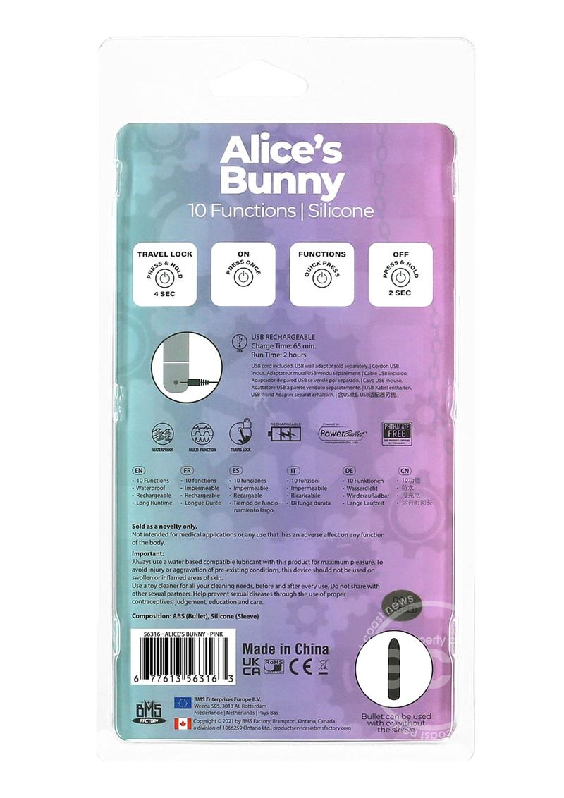 PowerBullet Alice's Bunny Silicone Rechargeable Rabbit - Pink