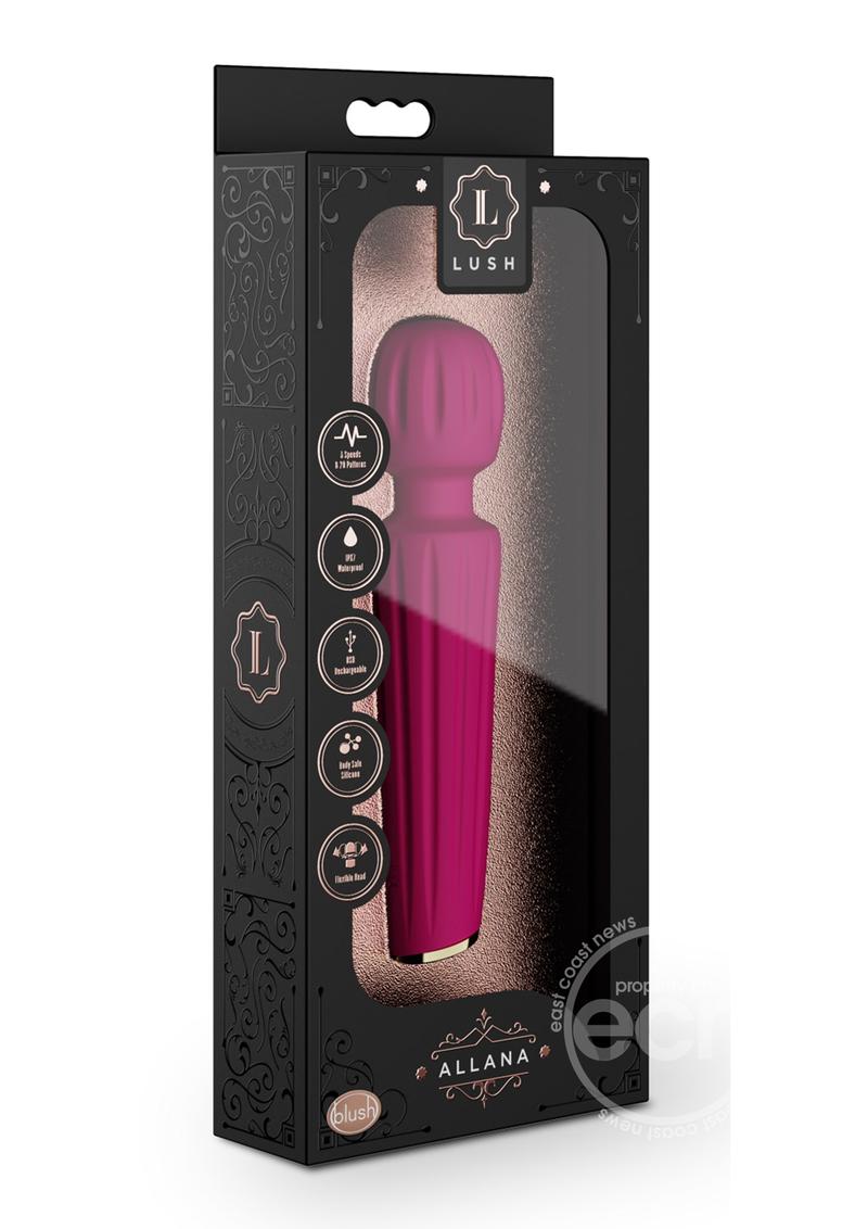 Lush Allana Velvet Rechargeable Silicone Wand Vibrator- Magenta/Rose Gold