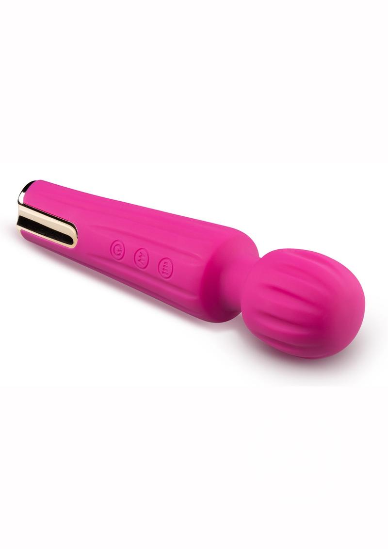 Lush Allana Velvet Rechargeable Silicone Wand Vibrator- Magenta/Rose Gold