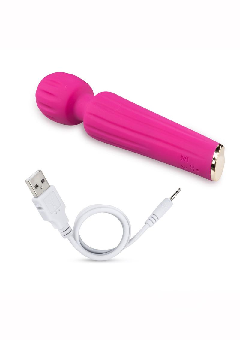Lush Allana Velvet Rechargeable Silicone Wand Vibrator- Magenta/Rose Gold