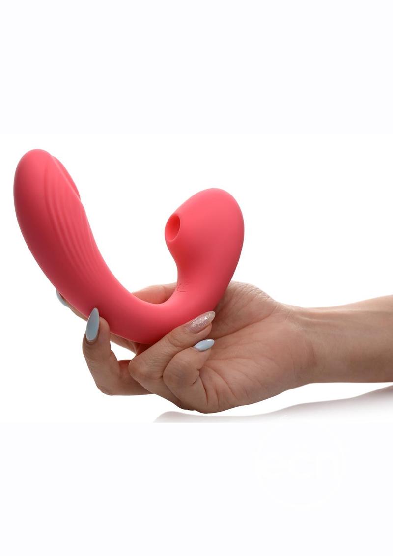 Inmi Shegasm Joy-Pulse Flexible Suction Rechargeable Silicone G-Spot Vibrator - Red