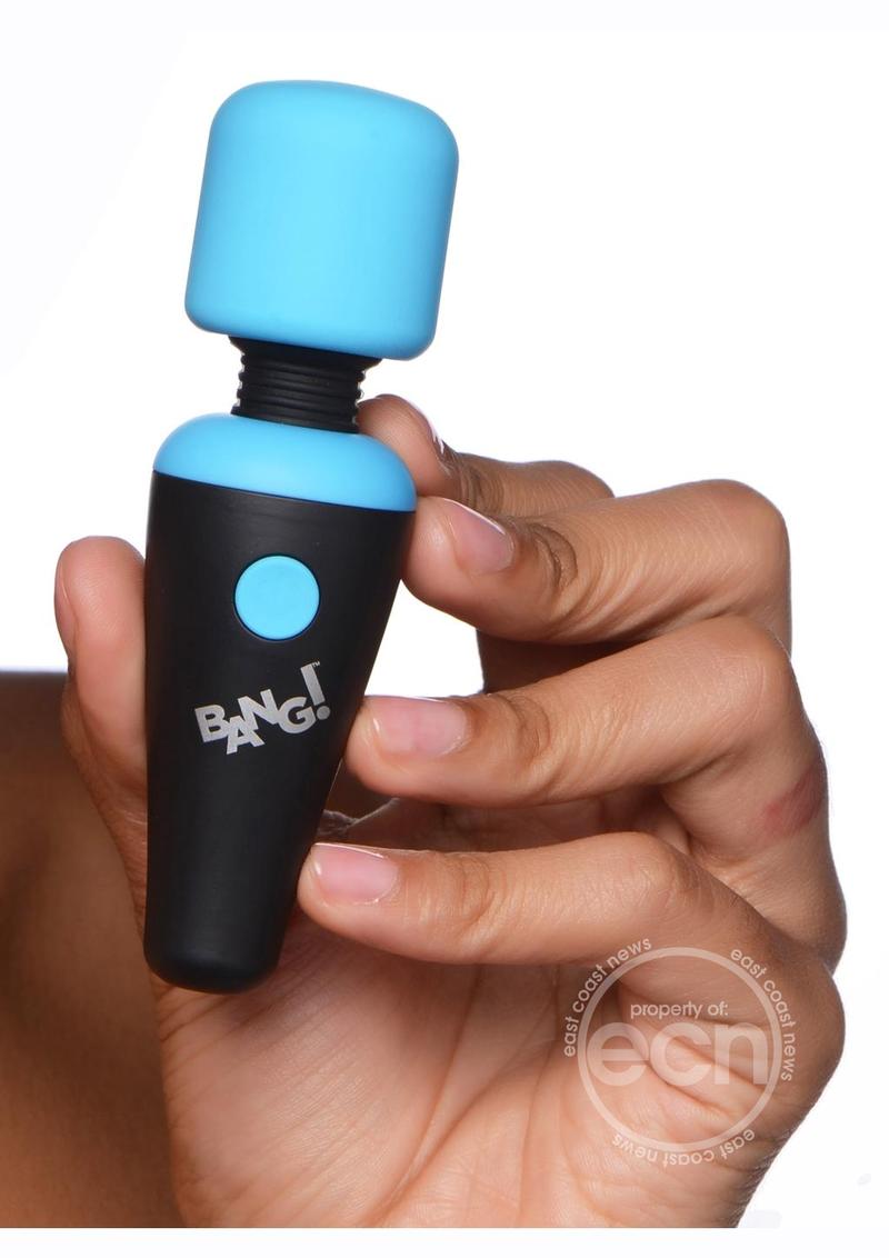Bang! 10X Vibrating Mini Rechargeable Silicone Wand Massager - Blue