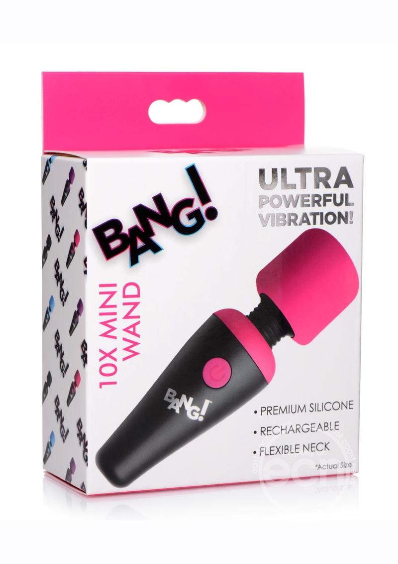 Bang! 10X Vibrating Mini Rechargeable Silicone Wand Massager - Pink