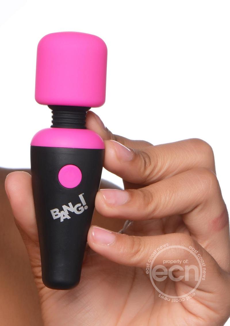Bang! 10X Vibrating Mini Rechargeable Silicone Wand Massager - Pink