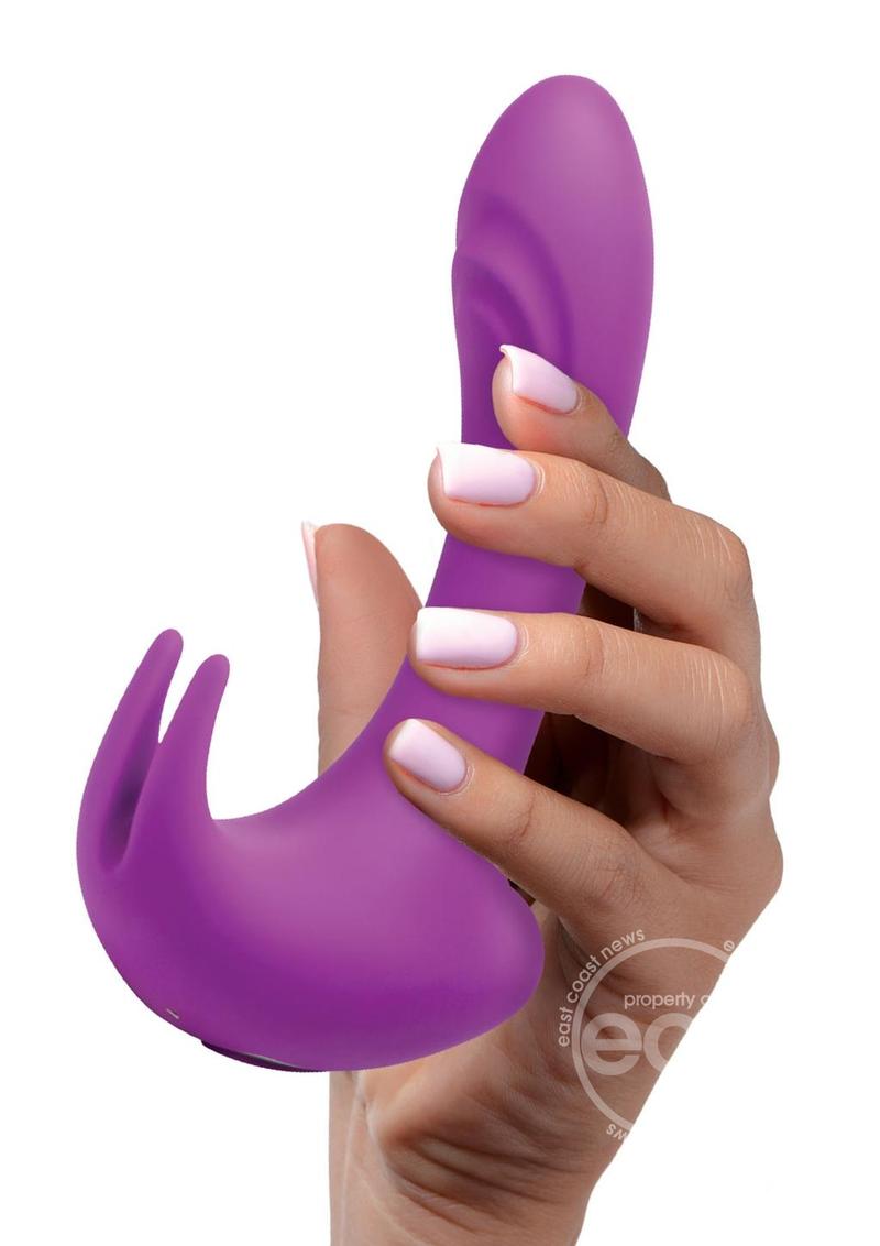 Shegasm Lux Rocker Silicone Rechargeable 12x Pulsing Rabbit Vibrator- Purple