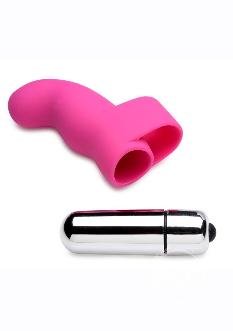 Gossip G-Thrill Silicone Finger Vibe with Full Size Bullet - Pink