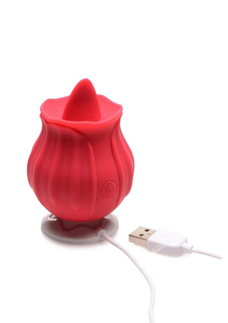 Inmi Bloomgasm Wild Violet Rechargeable Silicone 10X Licking Stimulator - Red