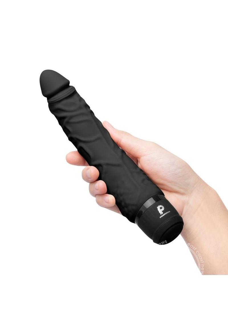Powercocks Silicone Realistic Vibrator 7in - Black