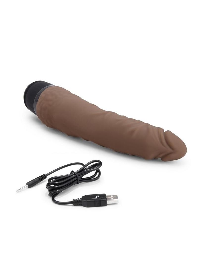 Powercocks Silicone Realistic Vibrator 7in - Chocolate