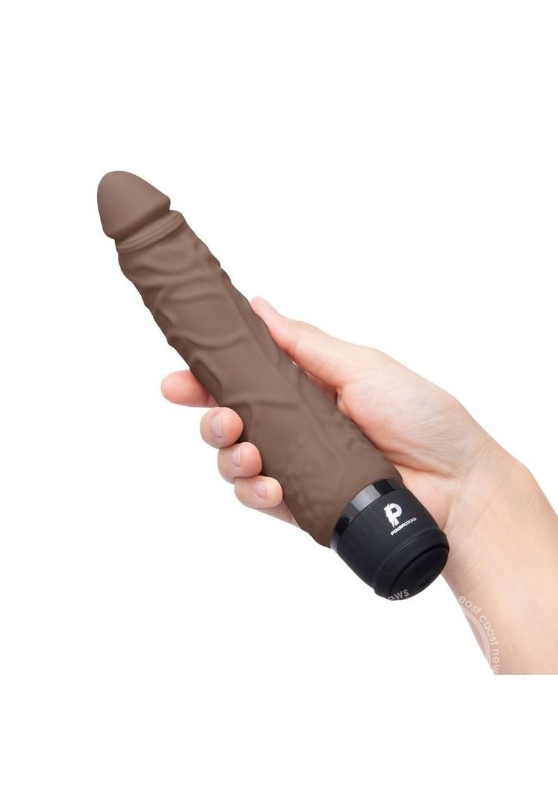Powercocks Silicone Realistic Vibrator 7in - Chocolate