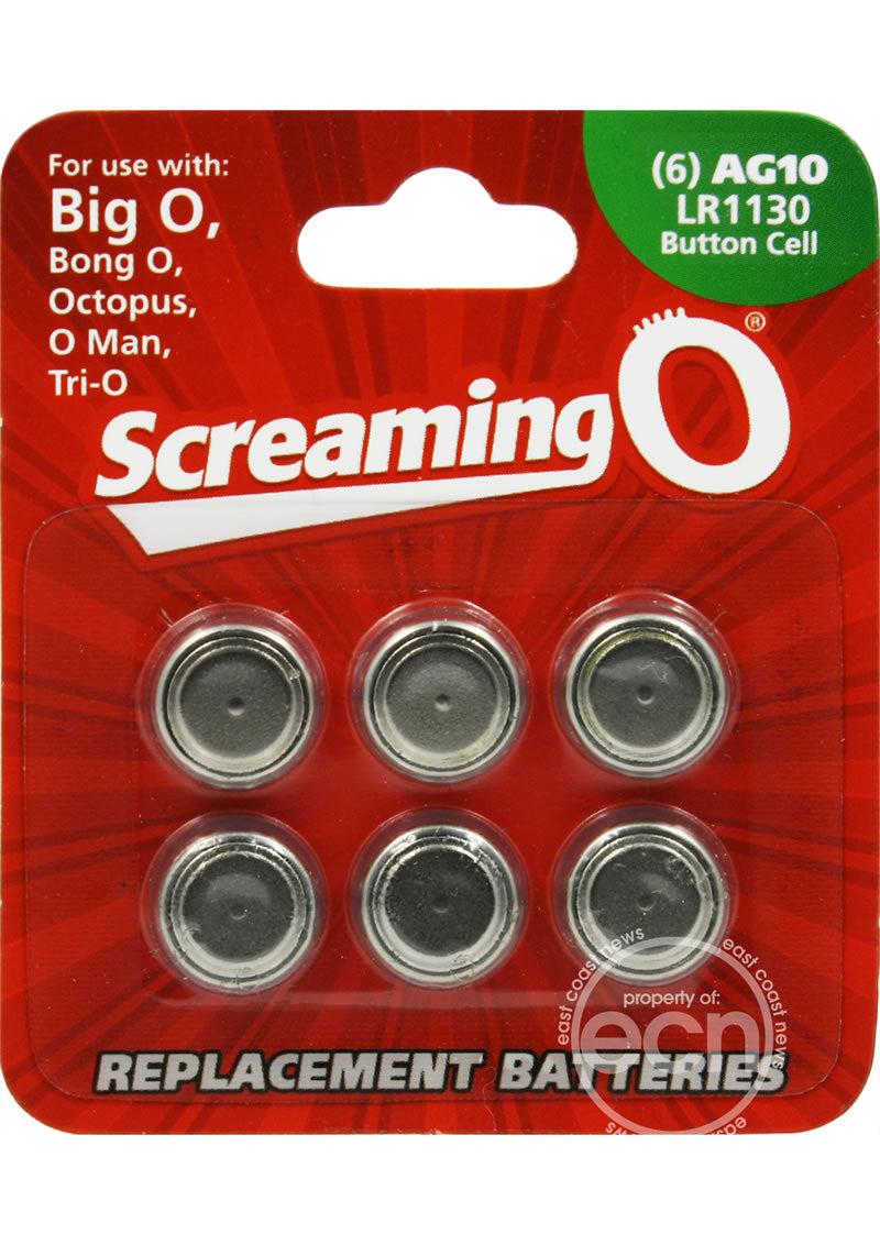 Screaming O Batteries AG10 LR1130 Button Cell 6 Pack