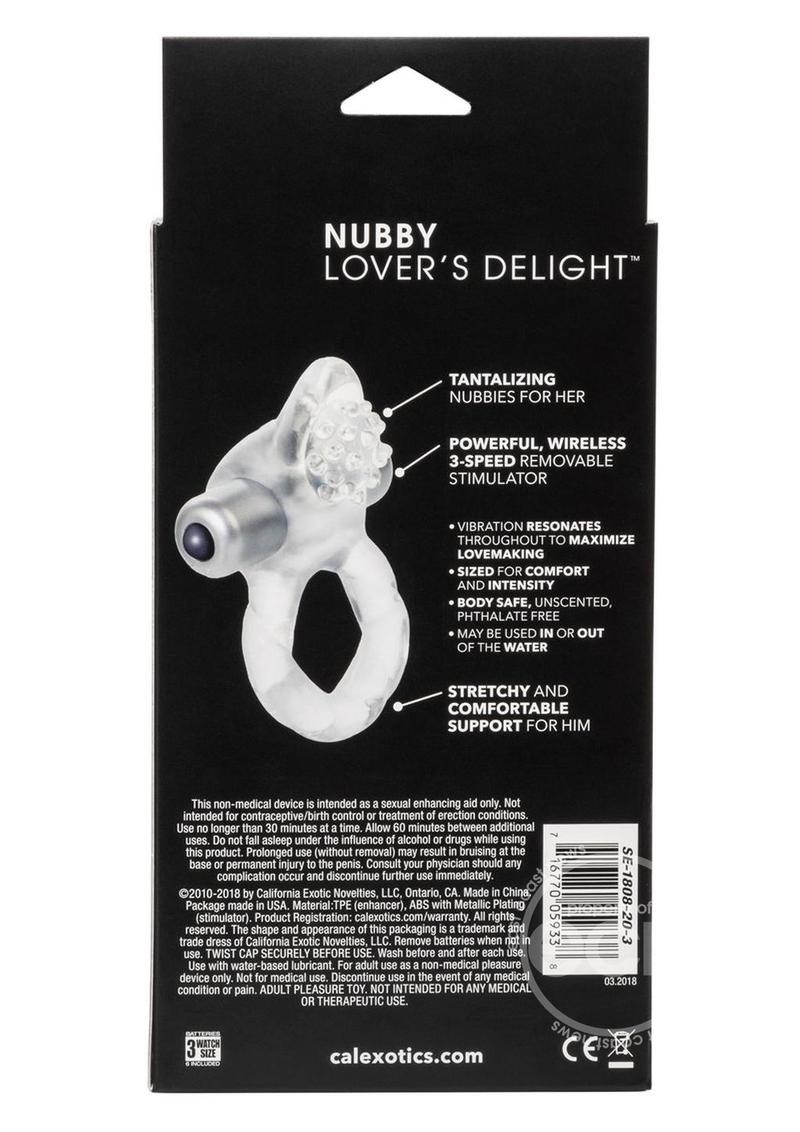 Nubby Lover's Delight Vibrating Cock Ring Cock Ring with Clitoral Stimulation - Clear