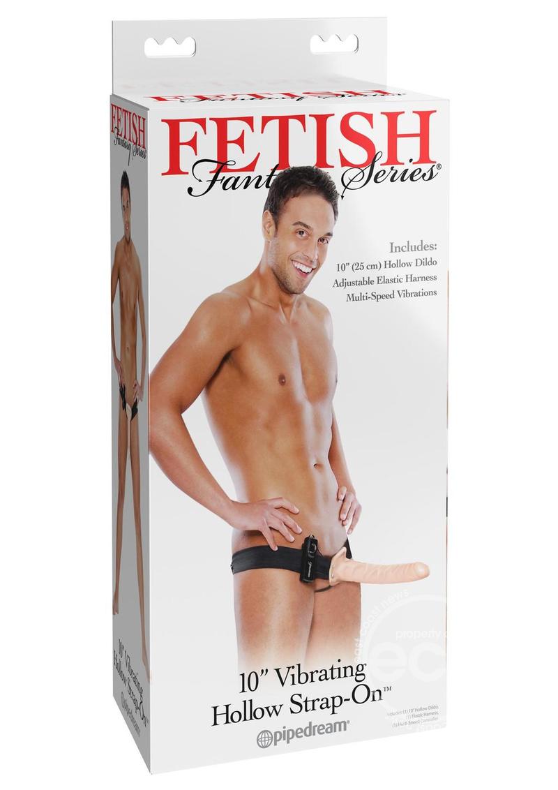 Fetish Fantasy Series Vibrating Hollow Strap-On 10in - Flesh