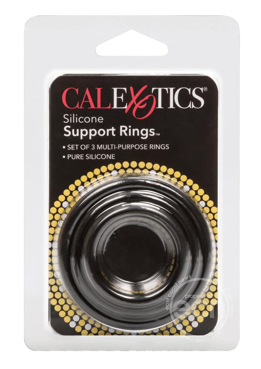 Silicone Support Rings Cock Rings (3 Piece Set) - Black