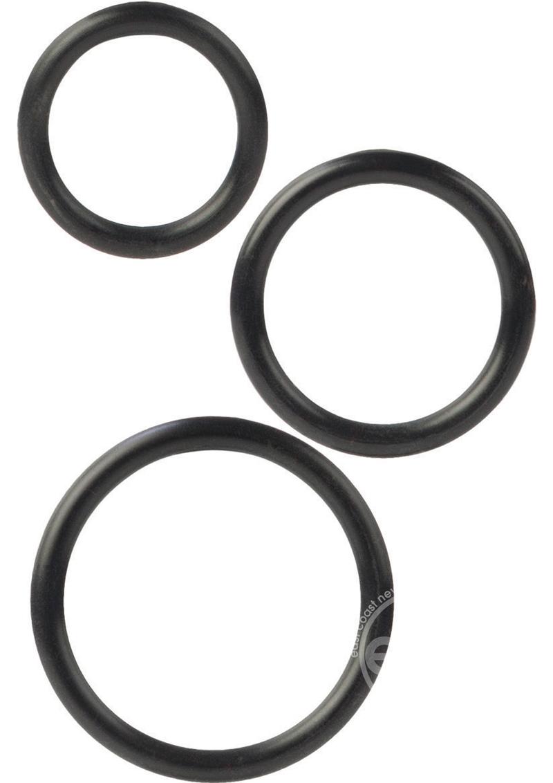 Silicone Support Rings Cock Rings (3 Piece Set) - Black