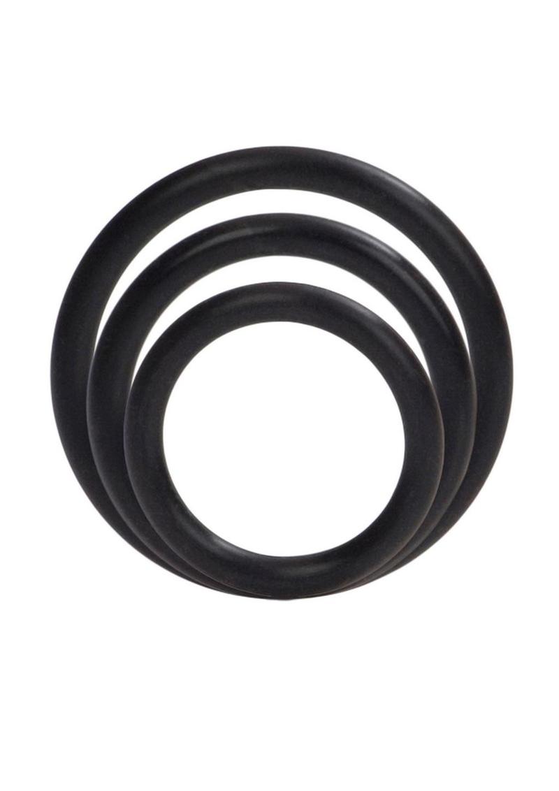 Silicone Support Rings Cock Rings (3 Piece Set) - Black