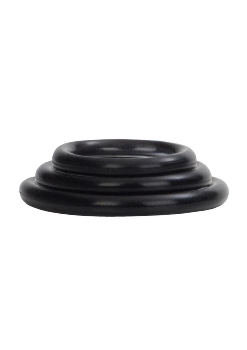 Silicone Support Rings Cock Rings (3 Piece Set) - Black