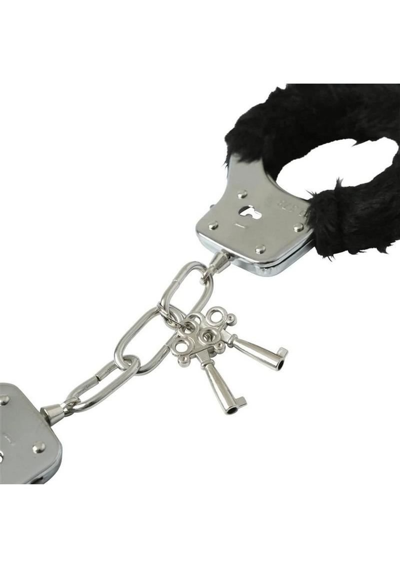 Sex & Mischief Furry Handcuffs - Black