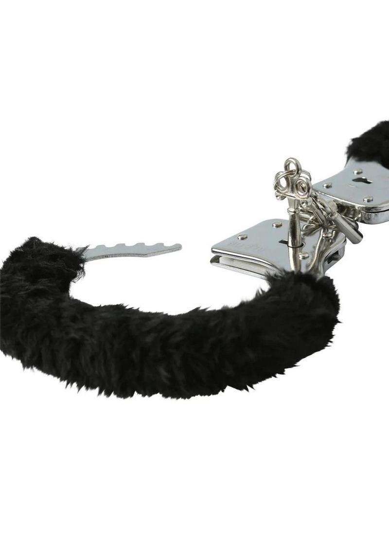 Sex & Mischief Furry Handcuffs - Black