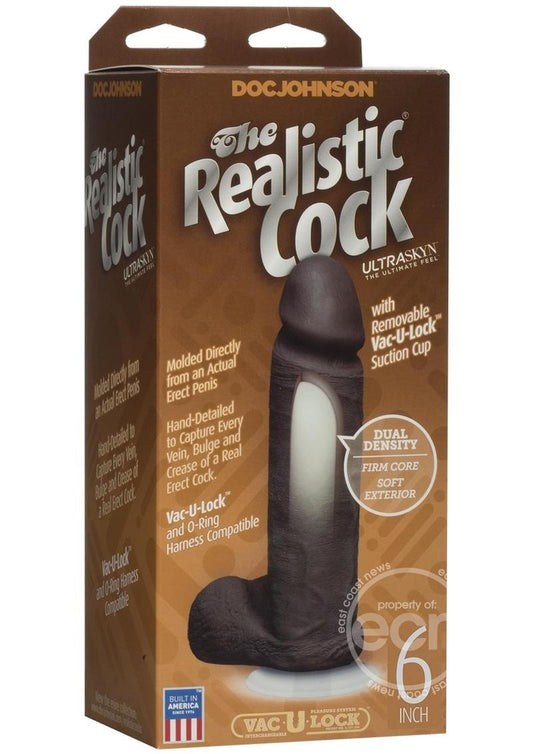 The Realistic Cock Ultraskyn Dildo 6in - Chocolate