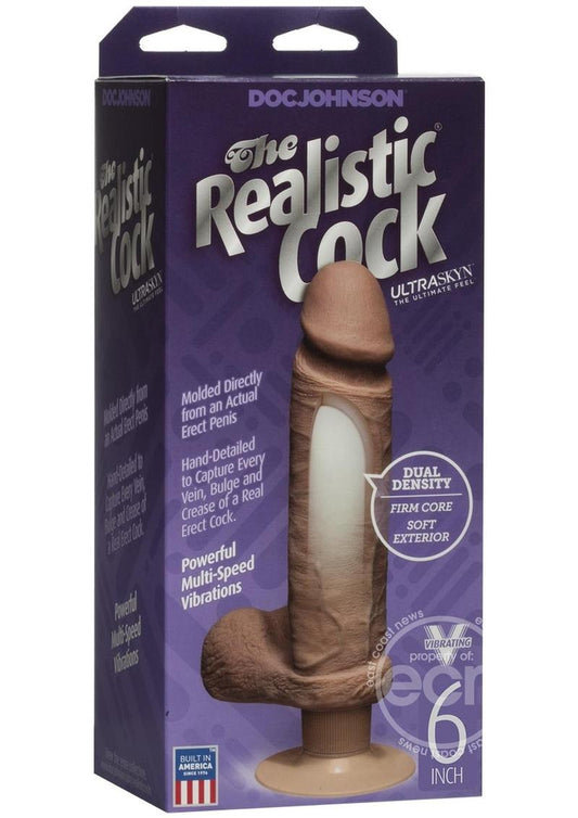 The Realistic Cock Ultraskyn Vibrating Dildo 6in - Caramel