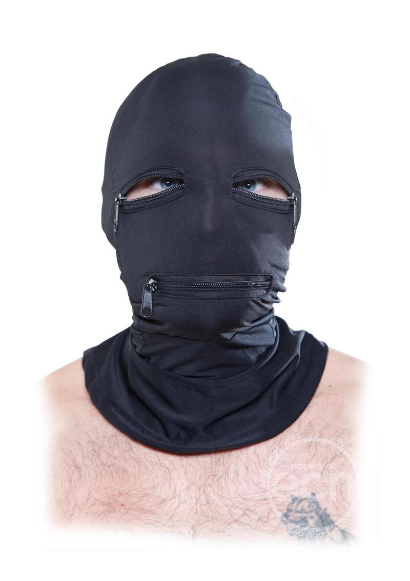 Fetish Fantasy Series Zipper Face Spandex Hood Black