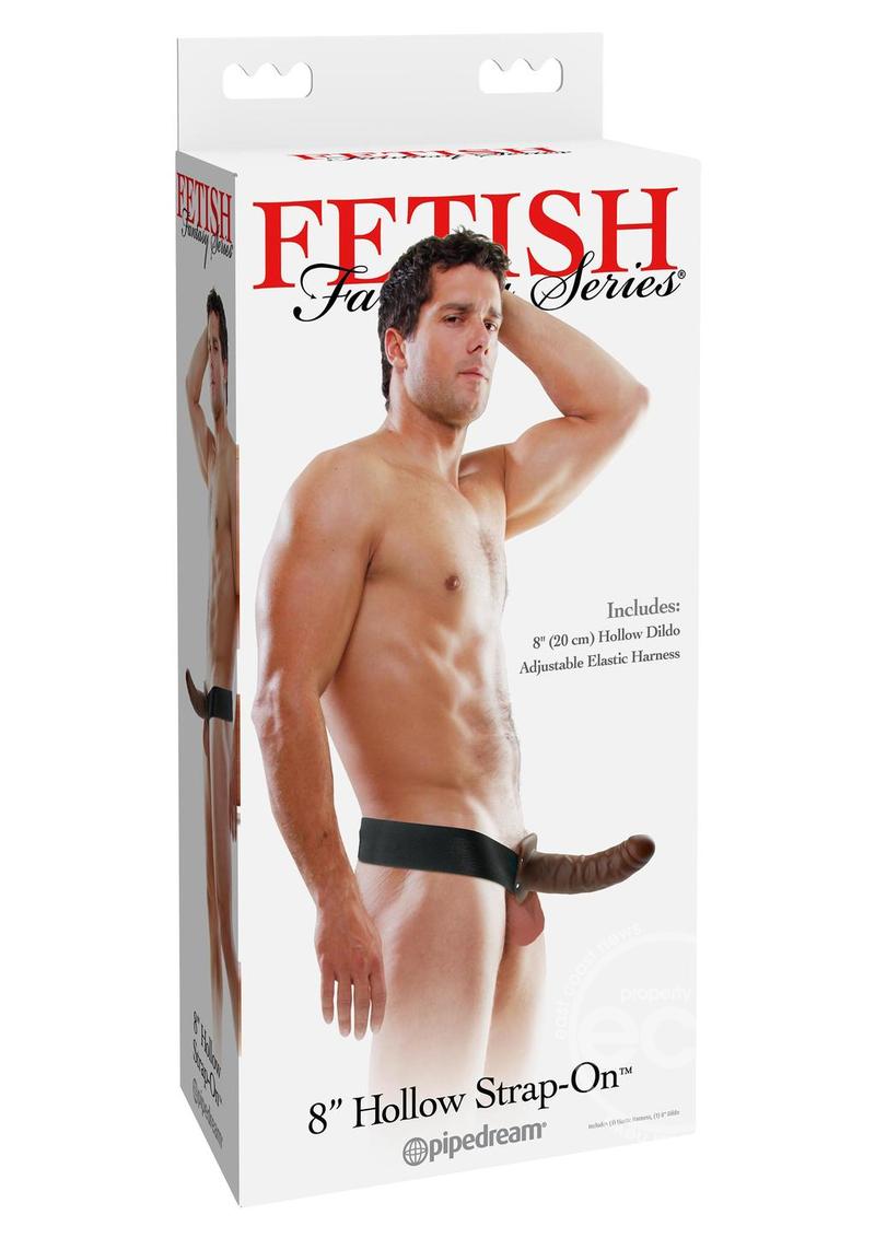 Fetish Fantasy Series Hollow Strap-On Dildo and Adjustable Harness 8in - Chocolate