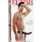 Fetish Fantasy Series Vibrating Hollow Strap-On Dildo and Adjustable Harness with Remote Control 8in - Chocolate