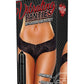 Hustler Toys Vibrating Panties Panty Vibe Lace Up Back Thong with Hidden Vibe Pocket - Black - Medium/Large