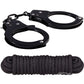 Sinful Metal Cuffs with Keys and Love Rope - Black