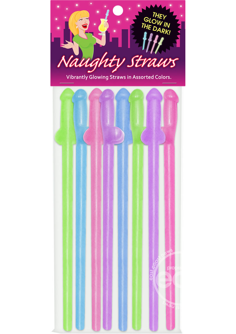 Glowing Naughty Straws - Assorted Colors (8 per pack)