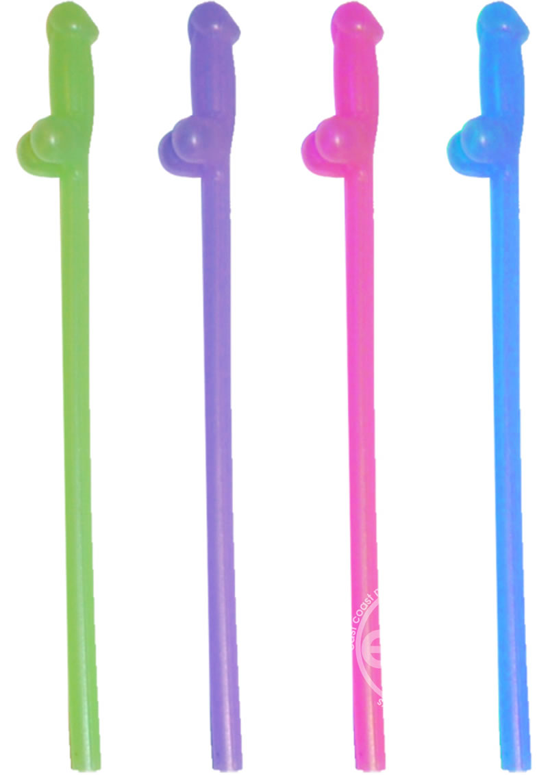 Glowing Naughty Straws - Assorted Colors (8 per pack)